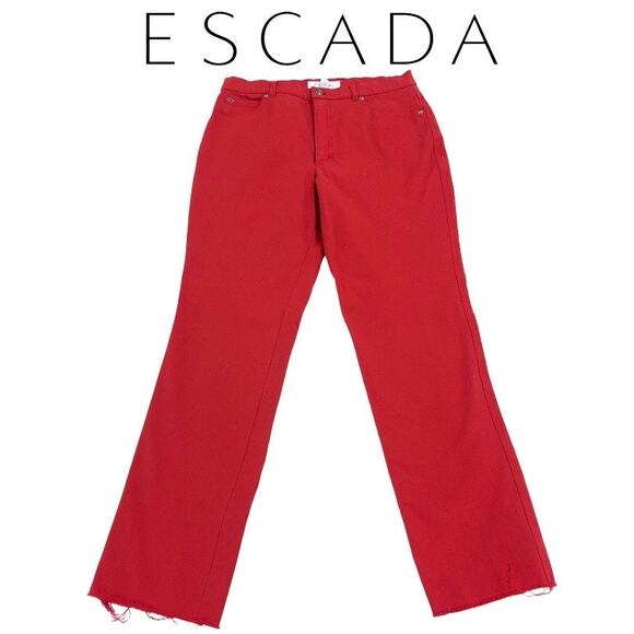 Escada Coral Raw Hem Denim Pants - Picture 1 of 14